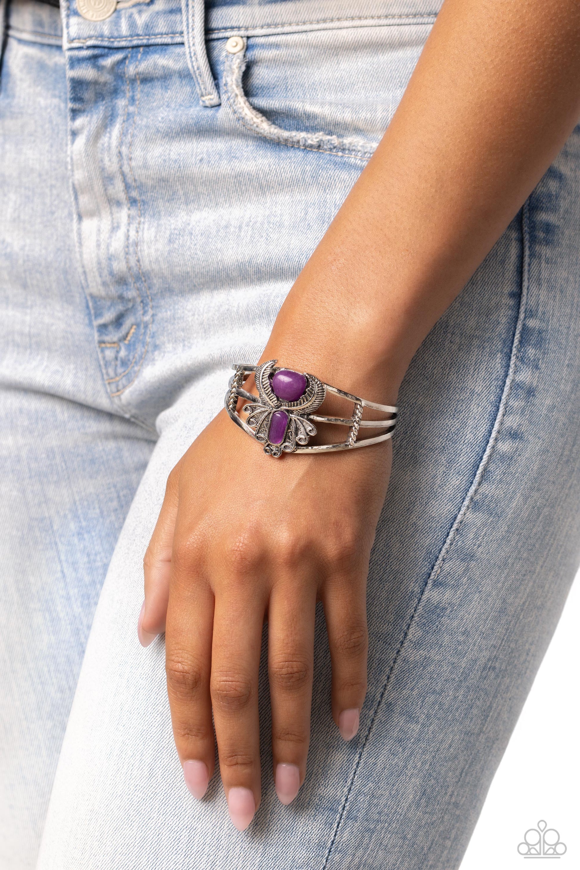 Peacock Plume - Purple Bracelet - Paparazzi Accessories - Alies Bling Bar