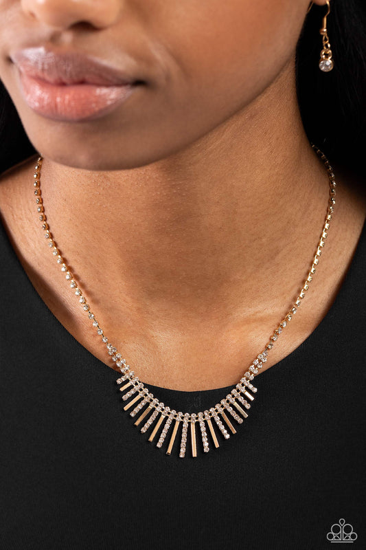 FLARE to be Different - Gold Necklace - Paparazzi Accessories - Alies Bling Bar