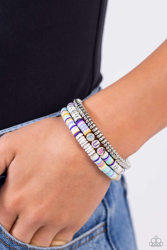 Just for Fun - White Bracelet - Paparazzi Accessories - Alies Bling Bar