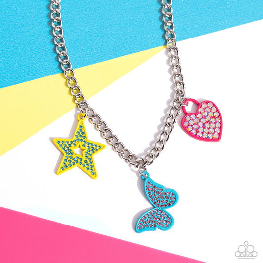 Sensational Shapes - Multi Heart Star Butterfly Necklace - 2024 February Life of the Party - Paparazzi Accessories - Alies Bling Bar
