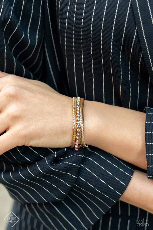 A SQUARE Treasure - Gold Bracelet - Paparazzi Accessories - February 2024 Fashion Fix - Alies Bling Bar