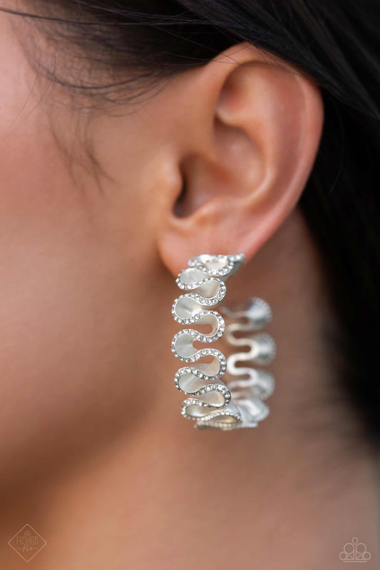 Resolutely Ruffled - White Earrings - Paparazzi Accessories - November 2023 Fashion Fix - Alies Bling Bar