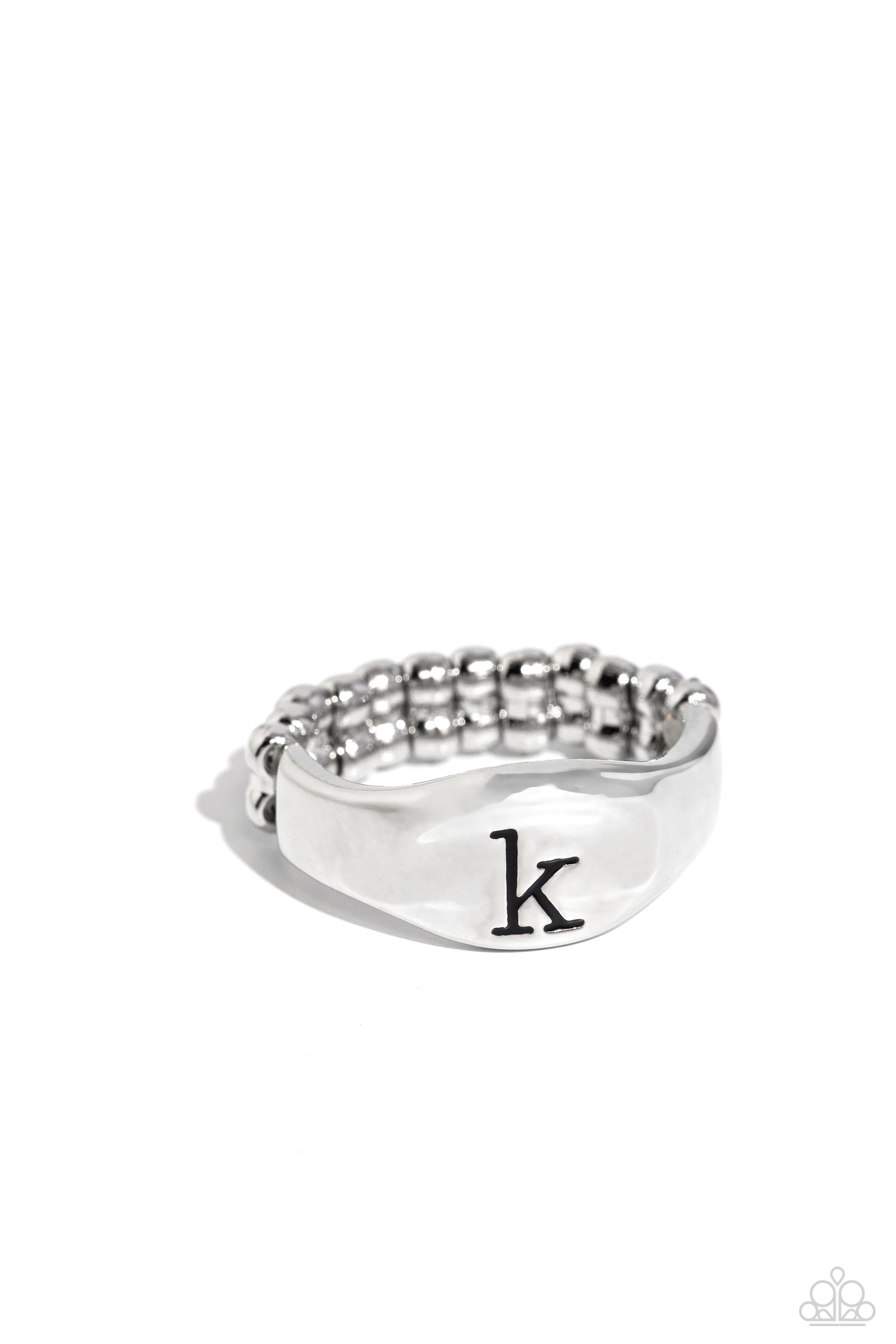 Monogram Memento - Silver - K Ring - Paparazzi Accessories - Alies Bling Bar