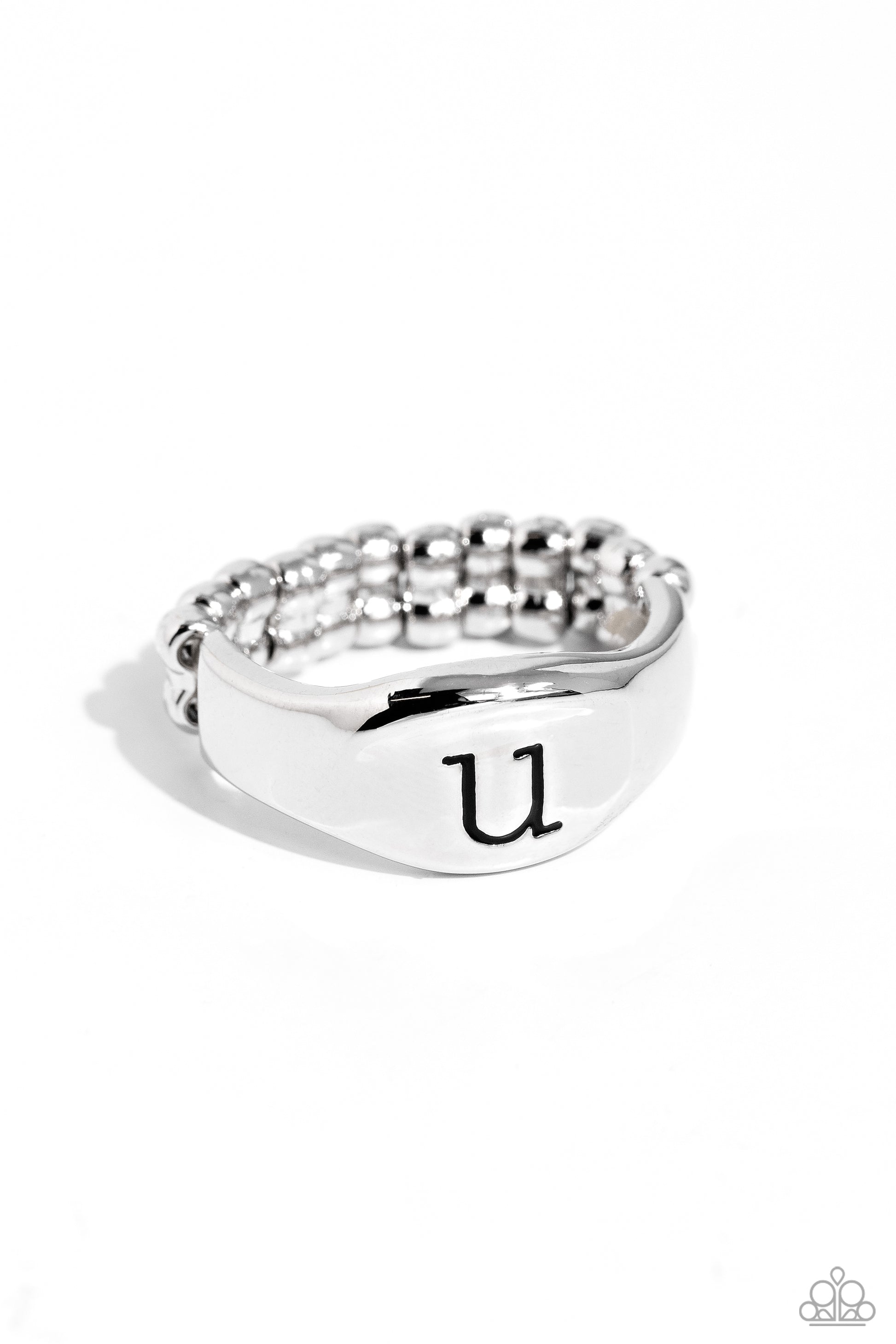 Monogram Memento - Silver - U Ring - Paparazzi Accessories - Alies Bling Bar