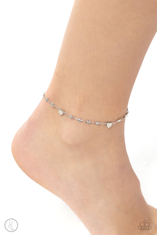 Highlighting My Heart - Silver Anklet - Paparazzi Accessories - Alies Bling Bar