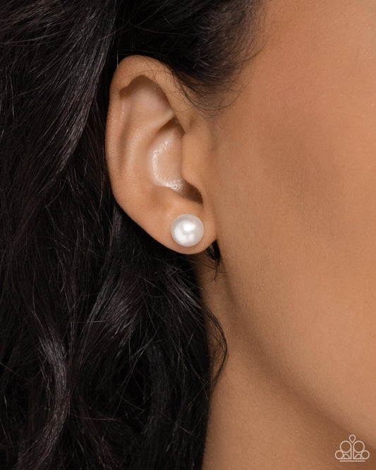 Breathtaking Birthstone - White Earrings - Paparazzi Accessories - Alies Bling Bar