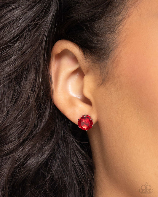 Breathtaking Birthstone - Red Earrings - Paparazzi Accessories - Alies Bling Bar