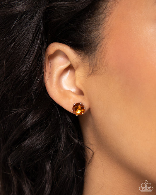 Breathtaking Birthstone - Orange Earrings - Paparazzi Accessories - Alies Bling Bar