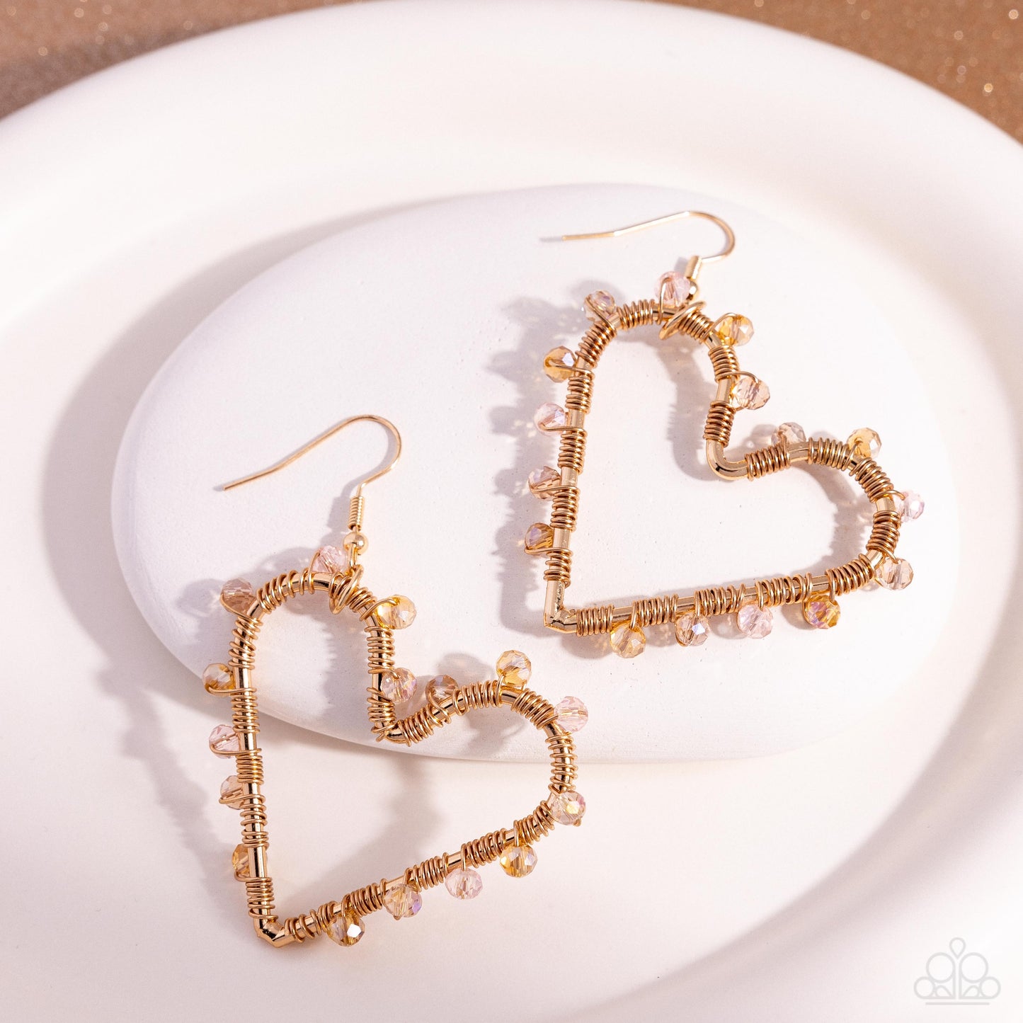 HEART of Your World - Gold Earrings - Paparazzi Accessories - Alies Bling Bar