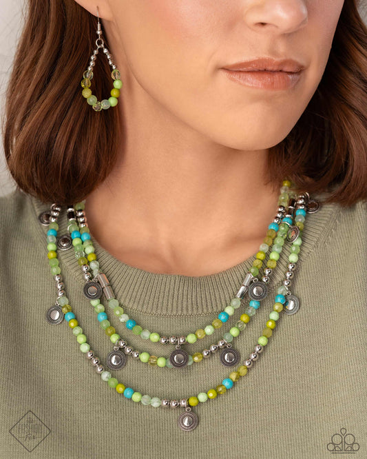 Piquant Pattern - Green Necklace - Paparazzi Accessories - April 2024 Fashion Fix - Alies Bling Bar