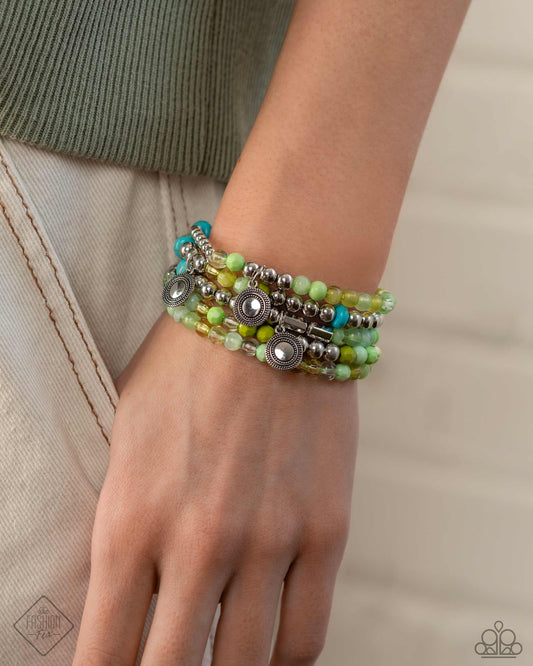 Poignant Pairing - Green Bracelet - Paparazzi Accessories - April 2024 Fashion Fix - Alies Bling Bar