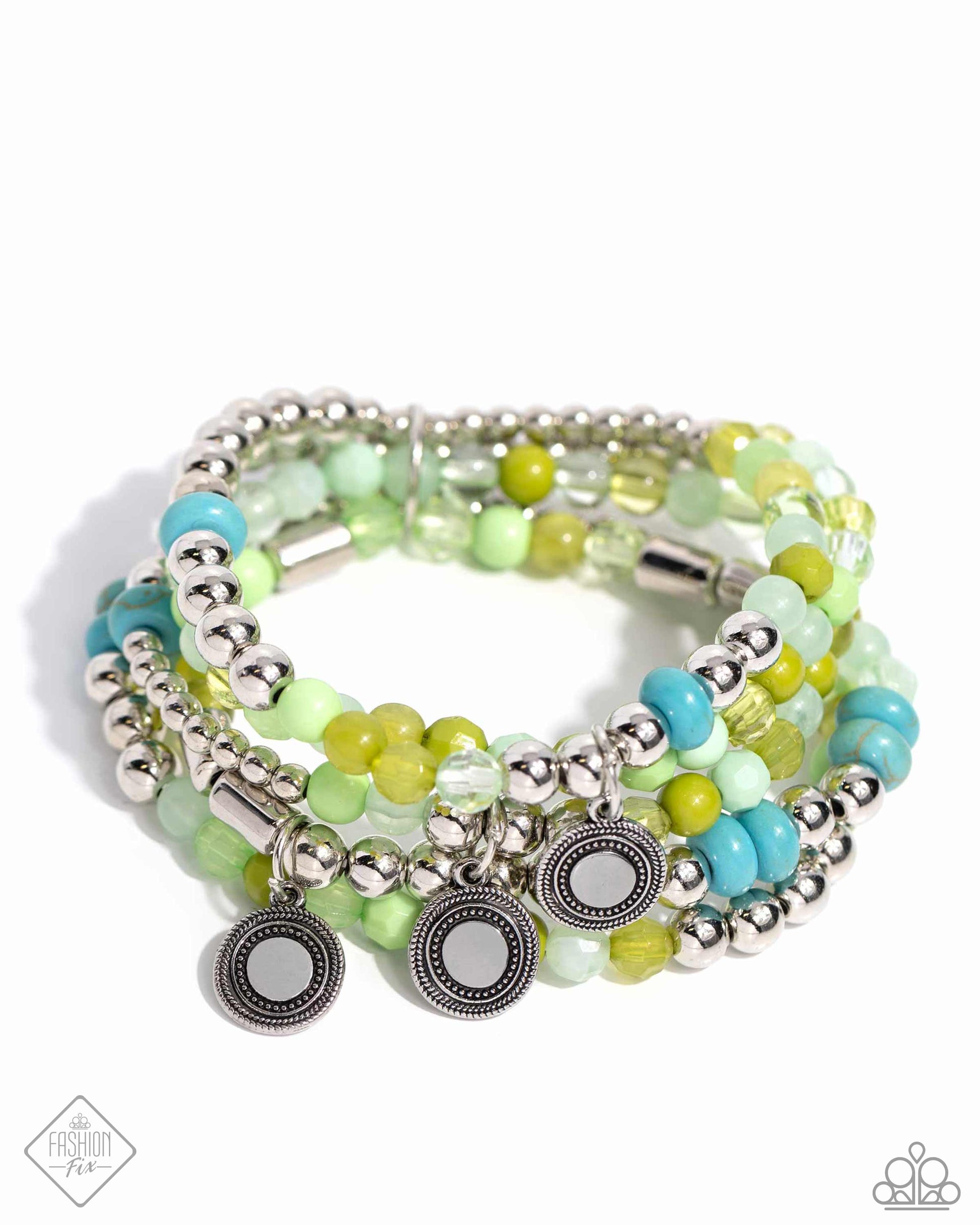 Poignant Pairing - Green Bracelet - Paparazzi Accessories - April 2024 Fashion Fix - Alies Bling Bar