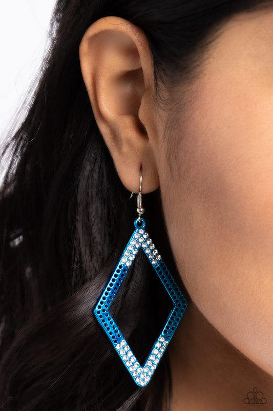 Eloquently Edgy - Blue Earrings - Paparazzi Accessories - Alies Bling Bar