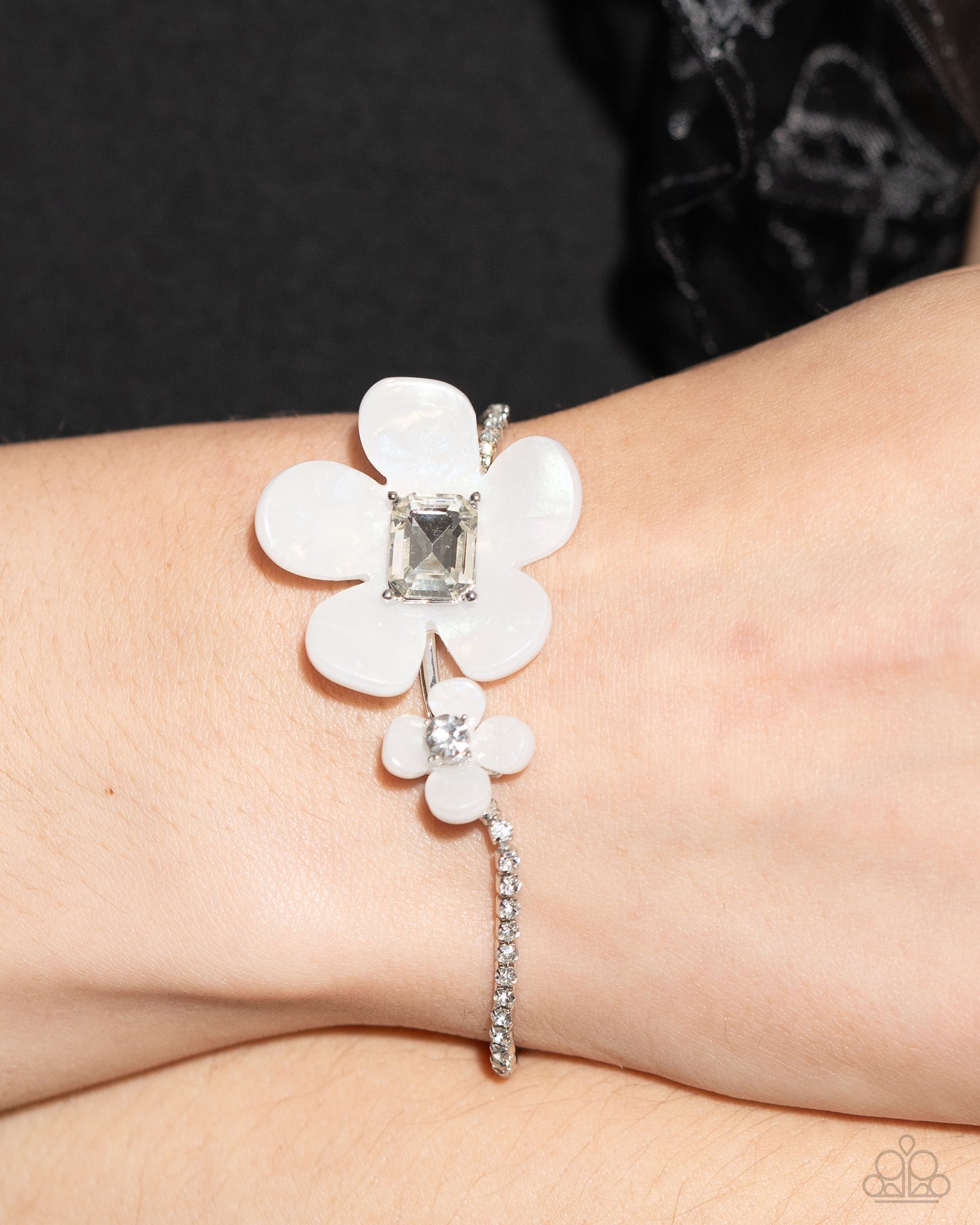 Dainty Devotee - White Bracelet - Paparazzi Accessories - Alies Bling Bar