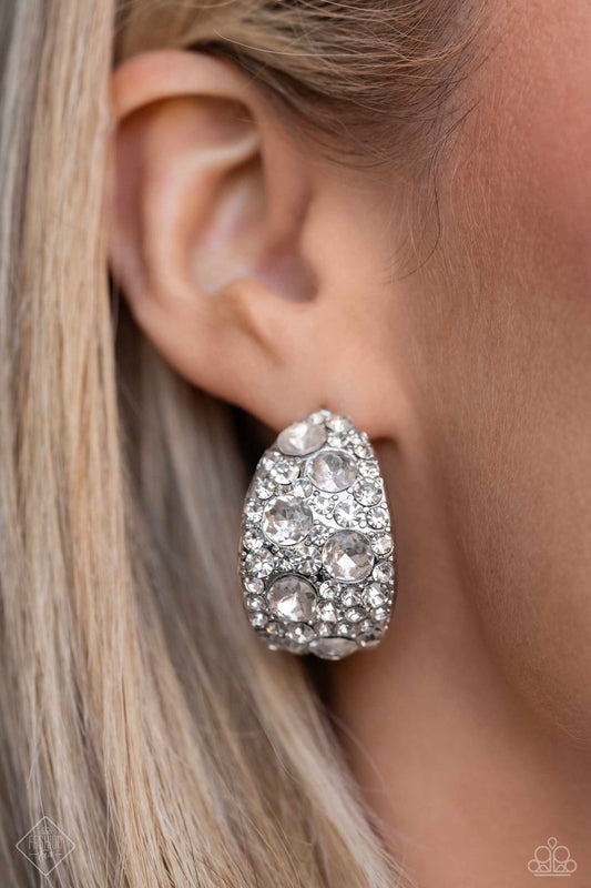 Freethinking Finesse - White Earrings - Paparazzi Accessories - March 2024 Fashion Fix - Alies Bling Bar