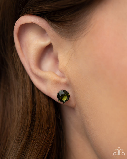 Breathtaking Birthstone - Peridot Green Earrings - Paparazzi Accessories - Alies Bling Bar