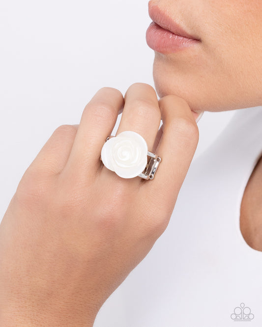 Top-SHELL Shine - White Ring - Paparazzi Accessories - Alies Bling Bar