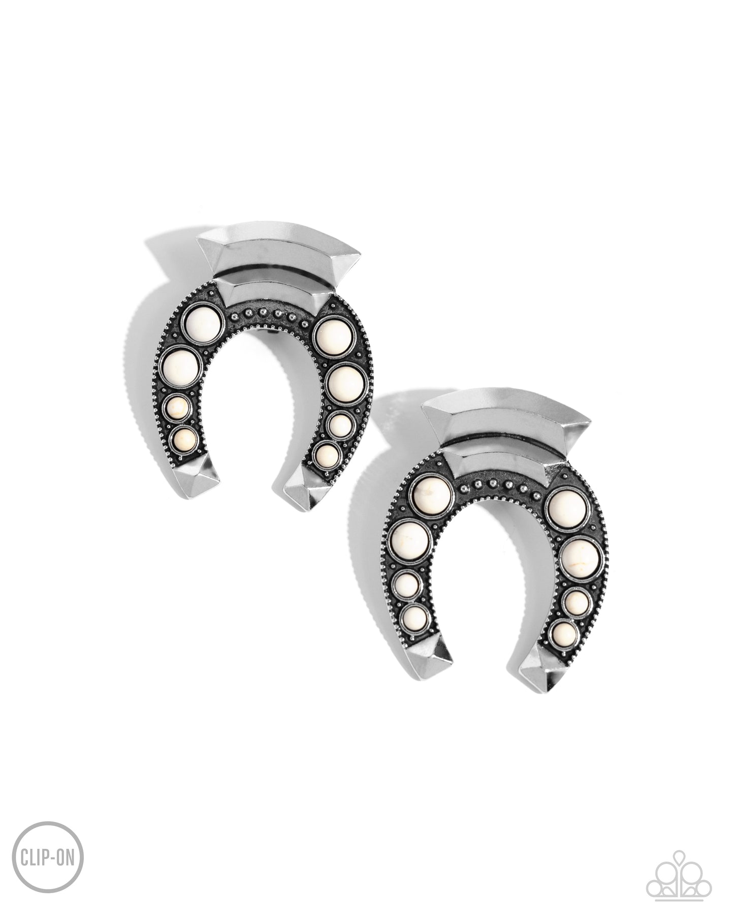 Harmonious Horseshoe - White Earrings - Paparazzi Accessories - Alies Bling Bar