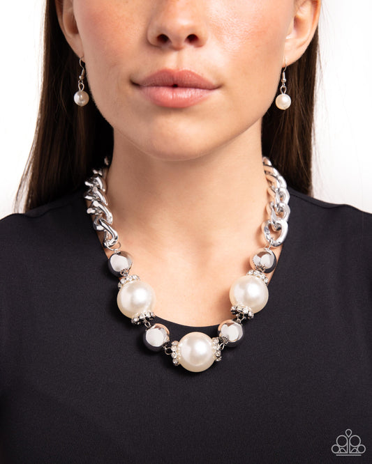 Generously Glossy - White Necklace - Paparazzi Accessories