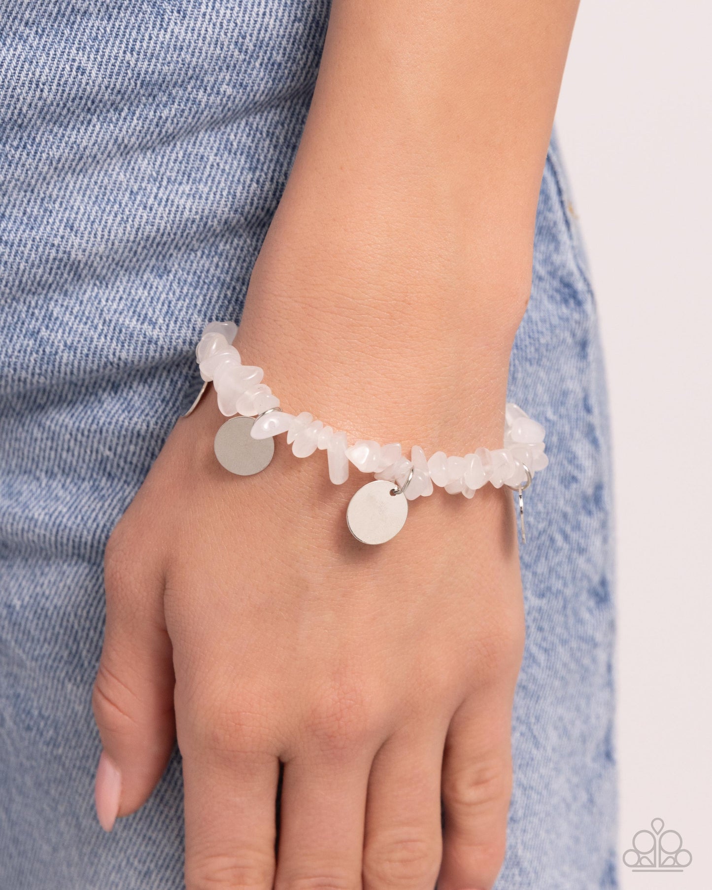 Grounded Grandeur - White Bracelet - Paparazzi Accessories - Alies Bling Bar