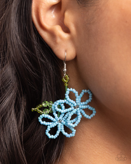Beaded Blooms - Blue Earrings - Paparazzi Accessories