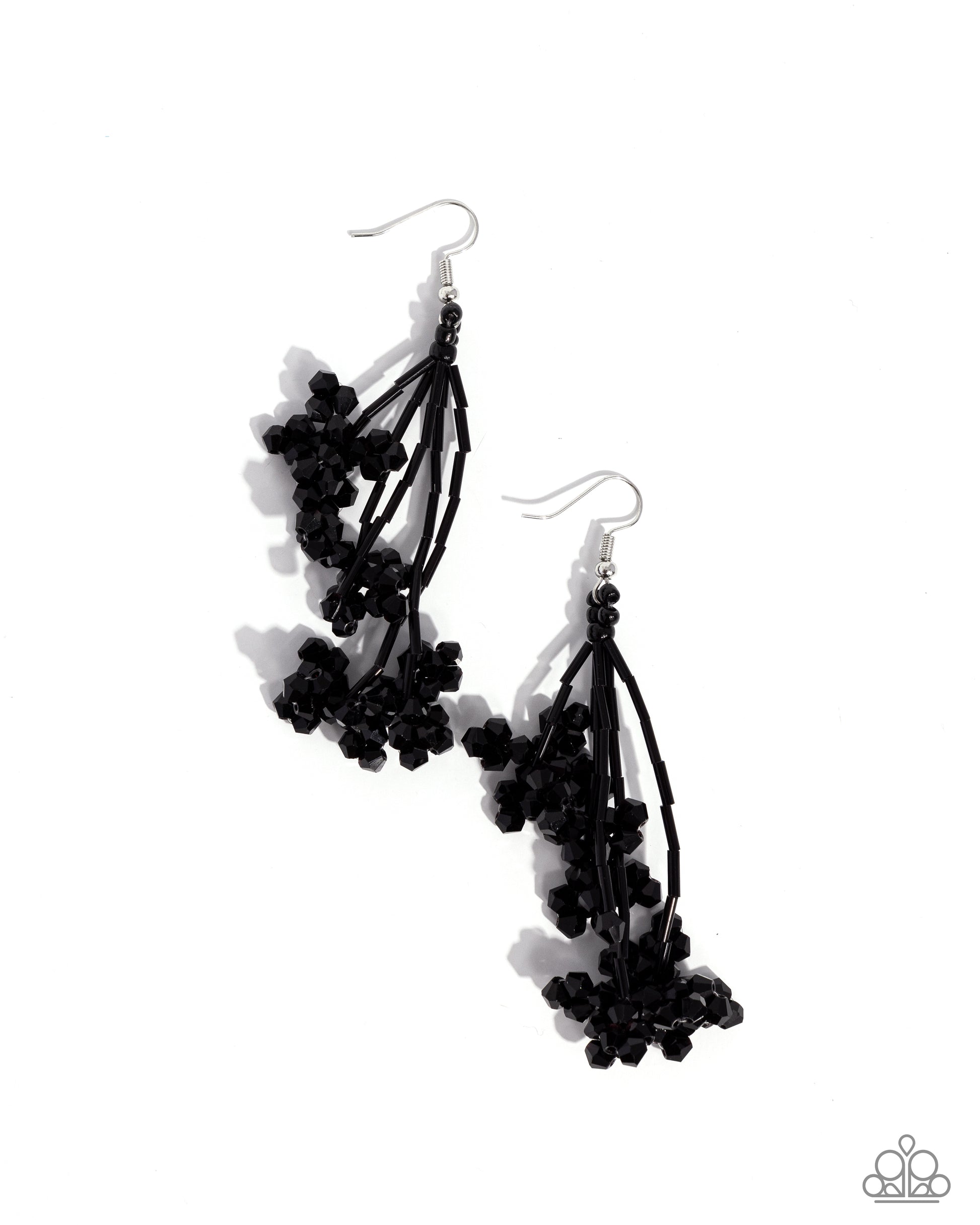 Petaled Precipitation - Black Earrings - Paparazzi Accessories - Alies Bling Bar