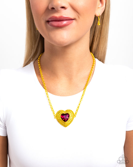 Locket Leisure - Yellow Necklace - Paparazzi Accessories - Alies Bling Bar