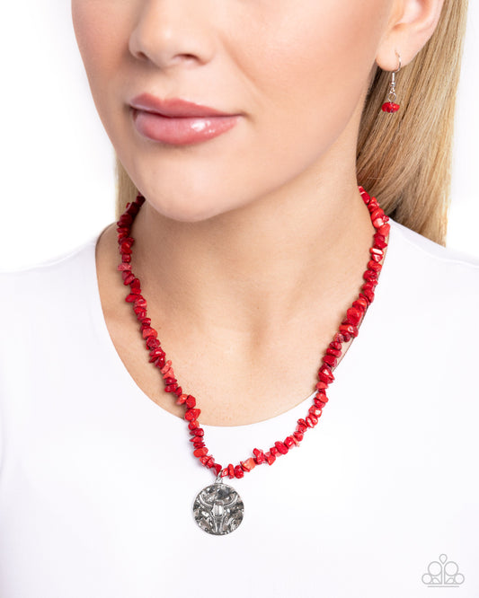 Longhorn Leader - Red Necklace - Paparazzi Accessories