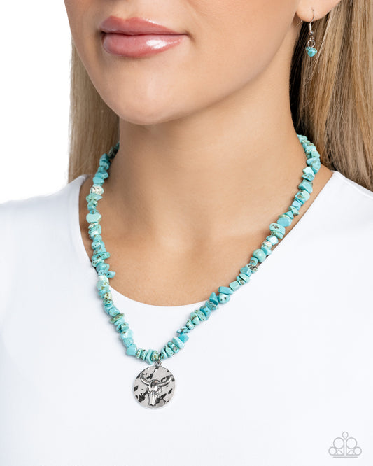 Longhorn Leader - Blue Necklace - Paparazzi Accessories - Alies Bling Bar