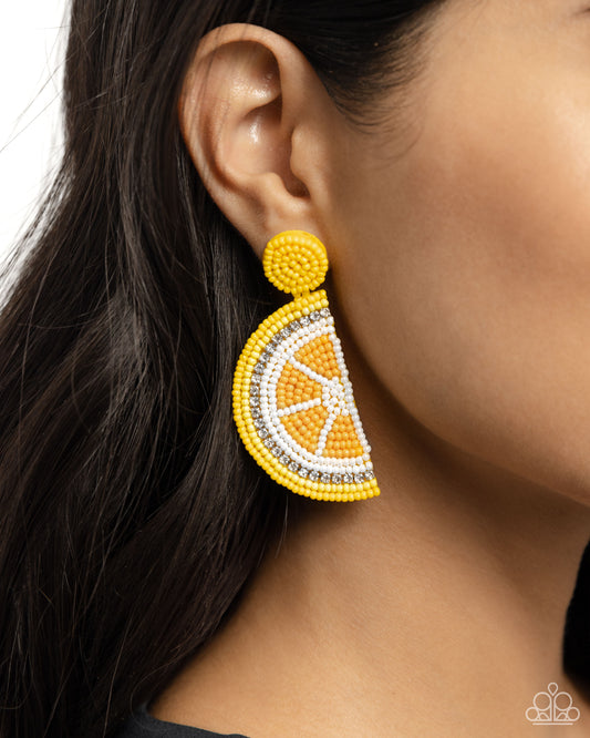 Lemon Leader - Yellow Earrings - Paparazzi Accessories - Alies Bling Bar
