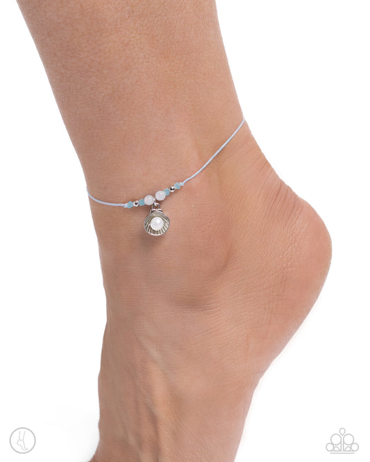 Oyster Overture - Blue Anklet - Paparazzi Accessories - Alies Bling Bar