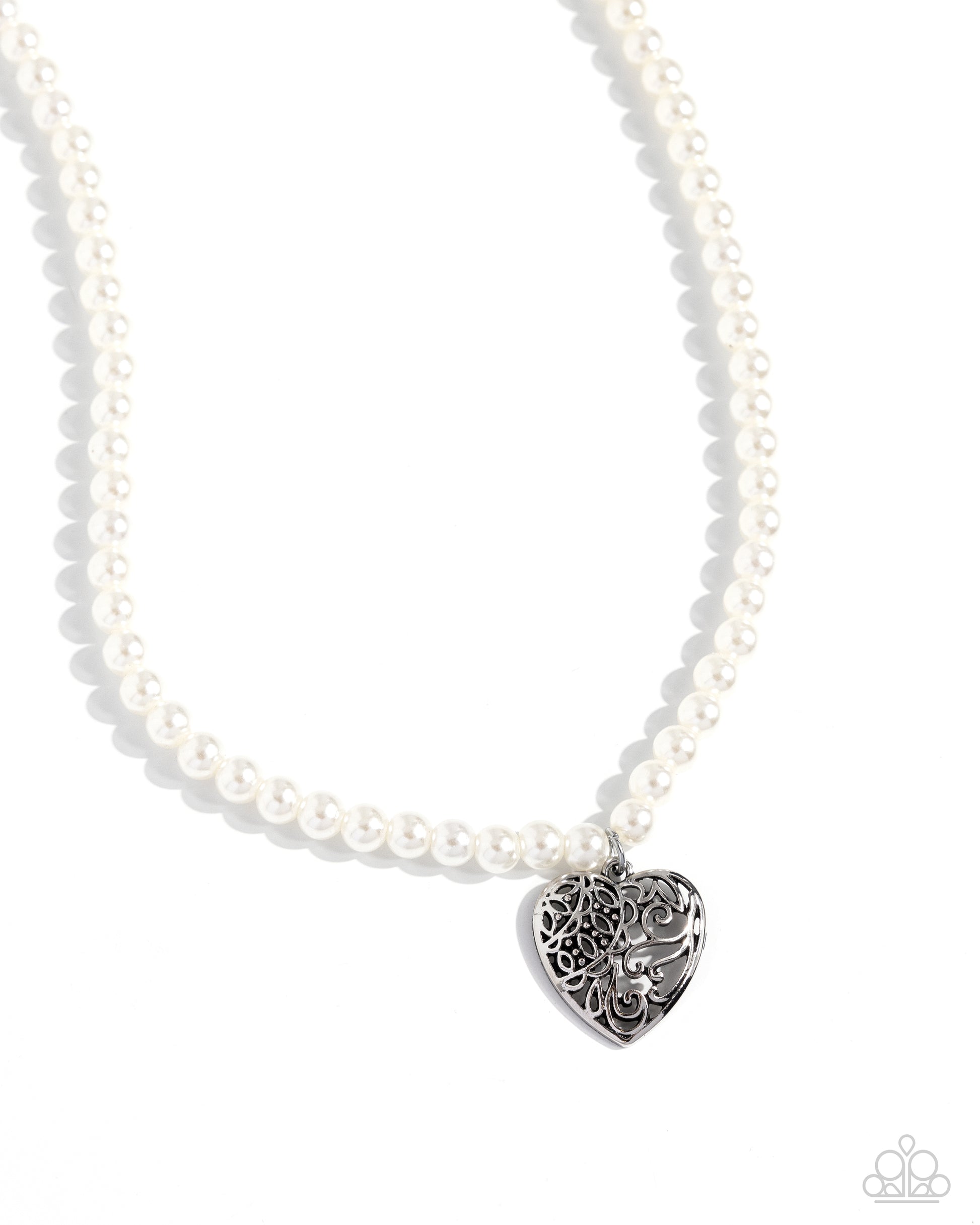 Filigree Infatuation - White Necklace - Paparazzi Accessories - Alies Bling Bar