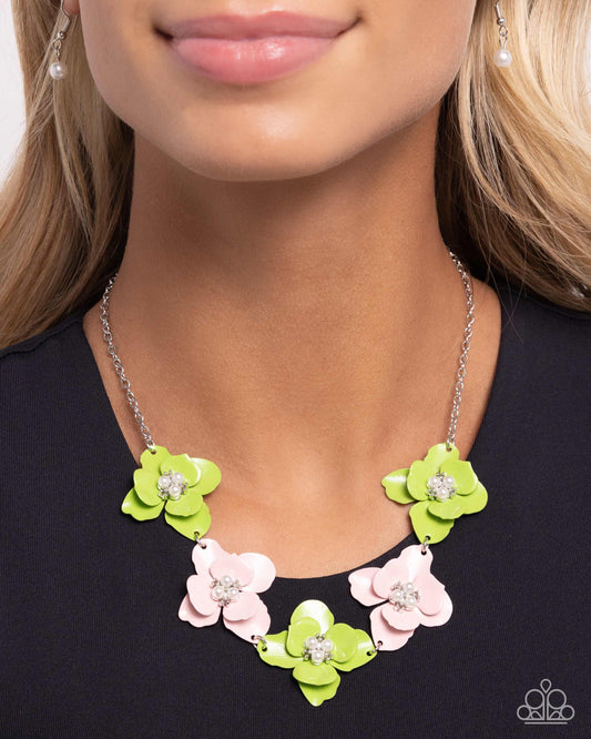 Pastel Pizzazz - Green Necklace - Paparazzi Accessories - Alies Bling Bar