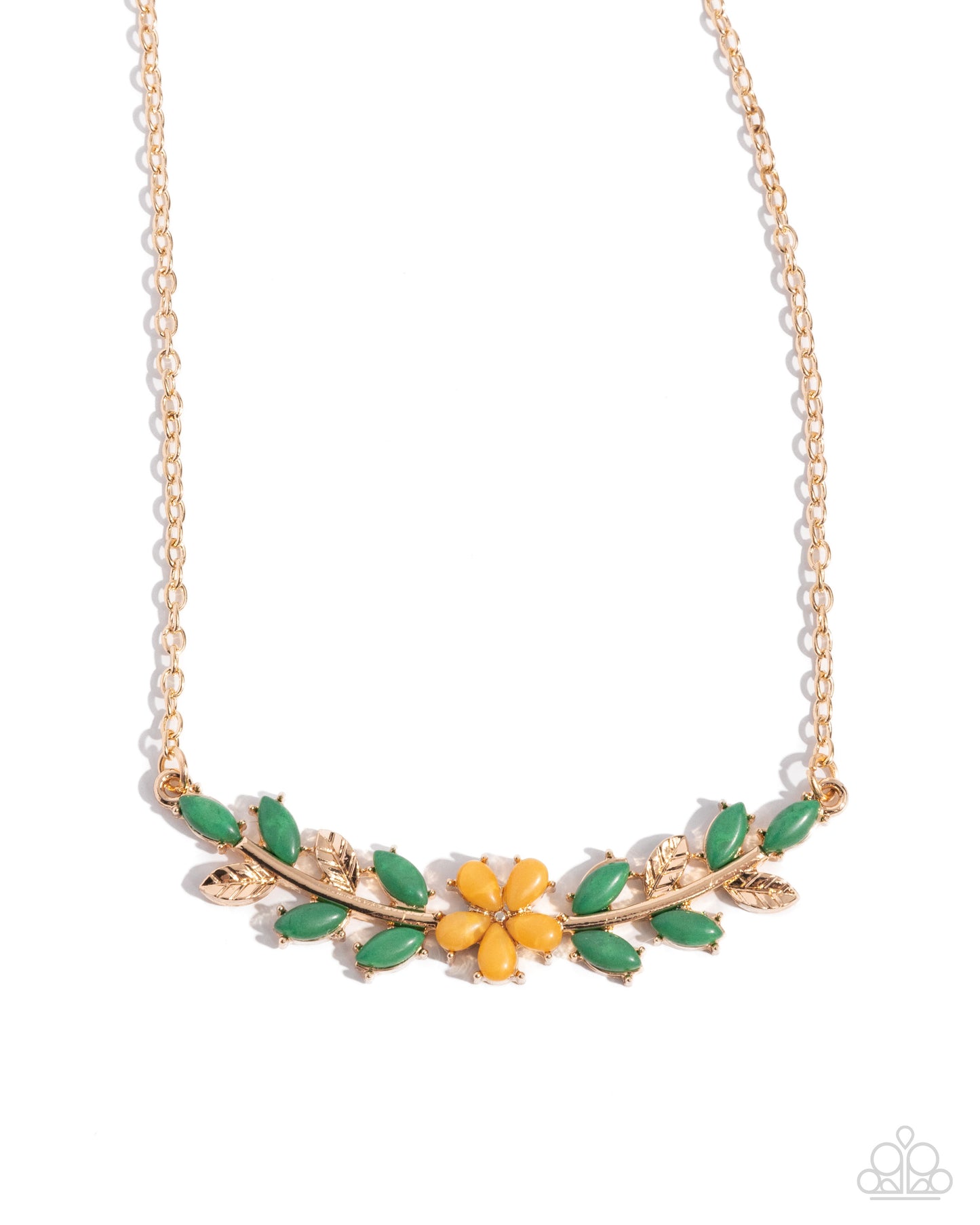 Leafy Layover - Orange Necklace - Paparazzi Accessories - Alies Bling Bar