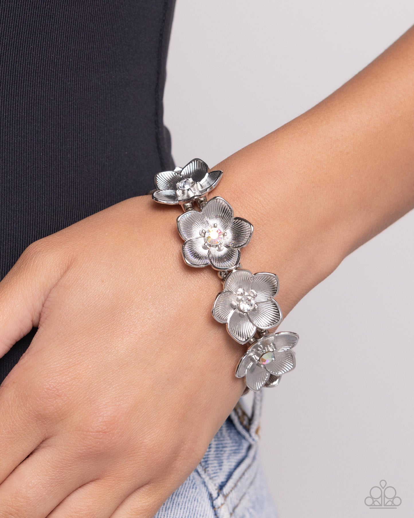 General Grandeur - White Bracelet - Paparazzi Accessories - Alies Bling Bar