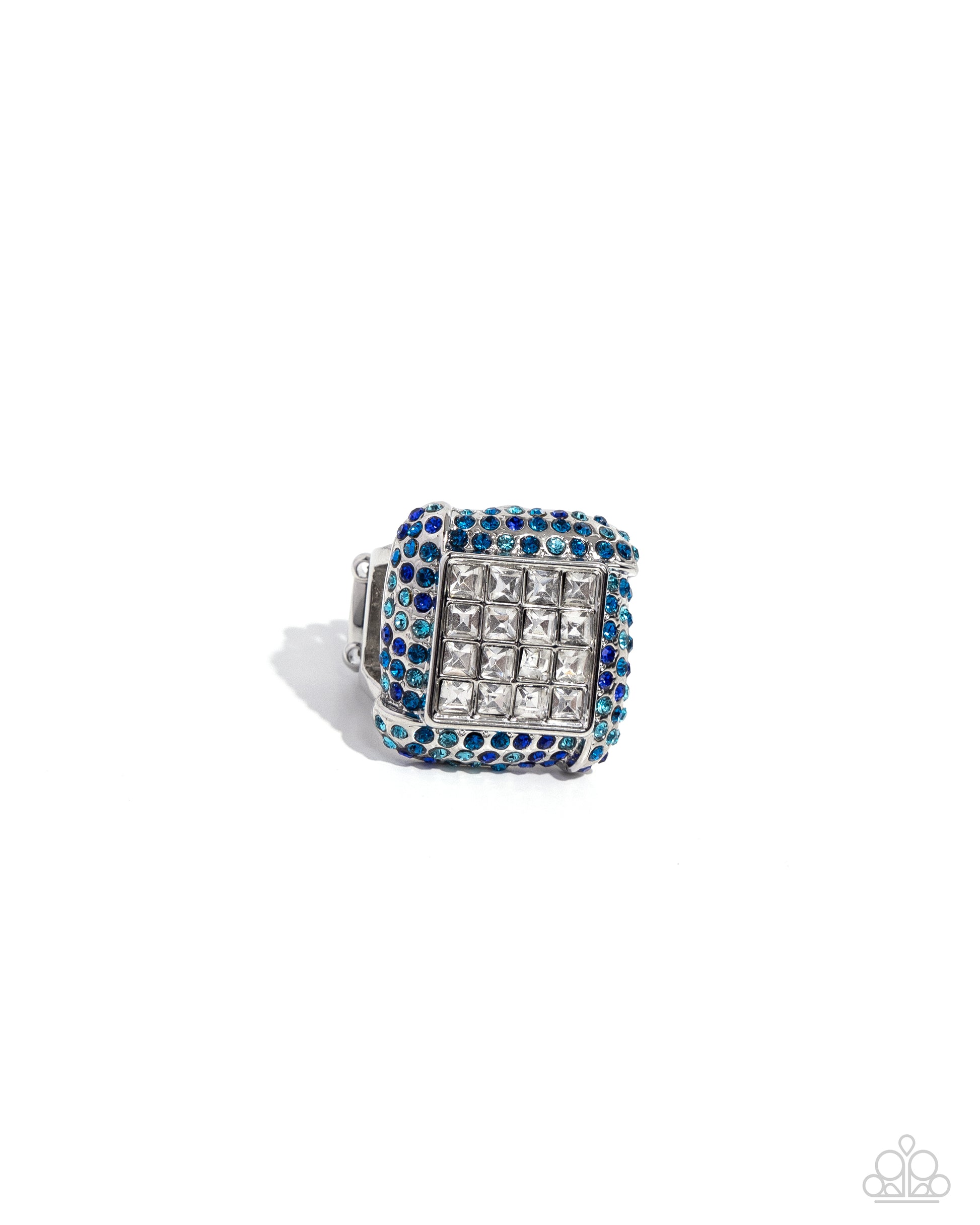 Medium SQUARE - Blue Ring - Paparazzi Accessories - Alies Bling Bar