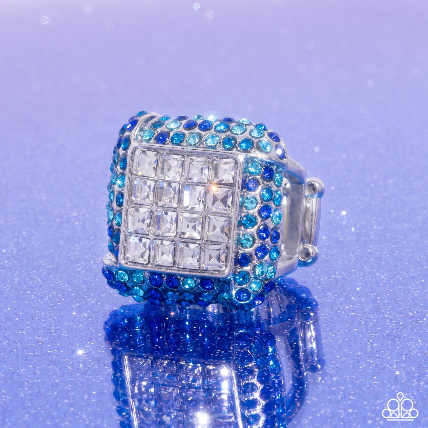 Medium SQUARE - Blue Ring - Paparazzi Accessories - Alies Bling Bar