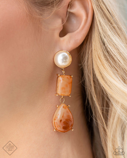 Marbled Masterpiece - Orange Earrings - Paparazzi Accessories - June 2024 Fashion Fix - Alies Bling Bar