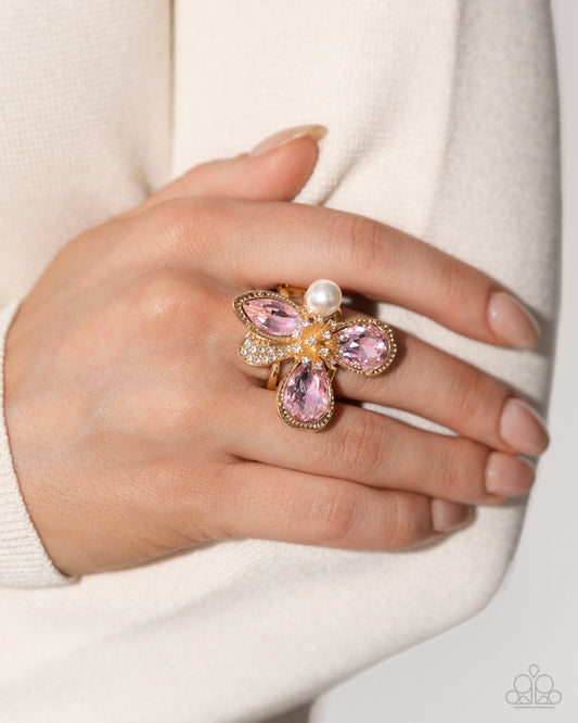 FLORAL Excellence - Pink Ring - Paparazzi Accessories - Alies Bling Bar