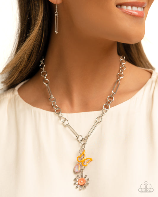 Aerial Adventure - Orange Necklace - Paparazzi Accessories - Alies Bling Bar