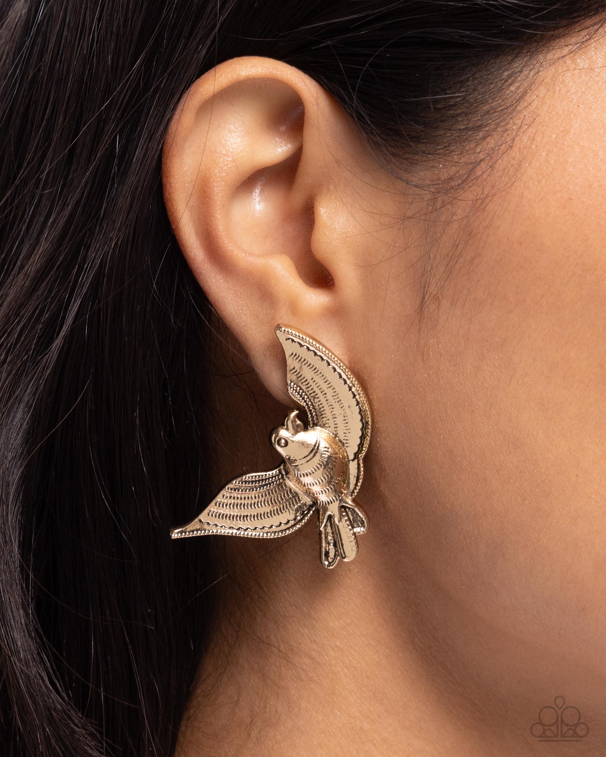 Bird of PLAY - Gold Earrings - Paparazzi Accessories - Alies Bling Bar