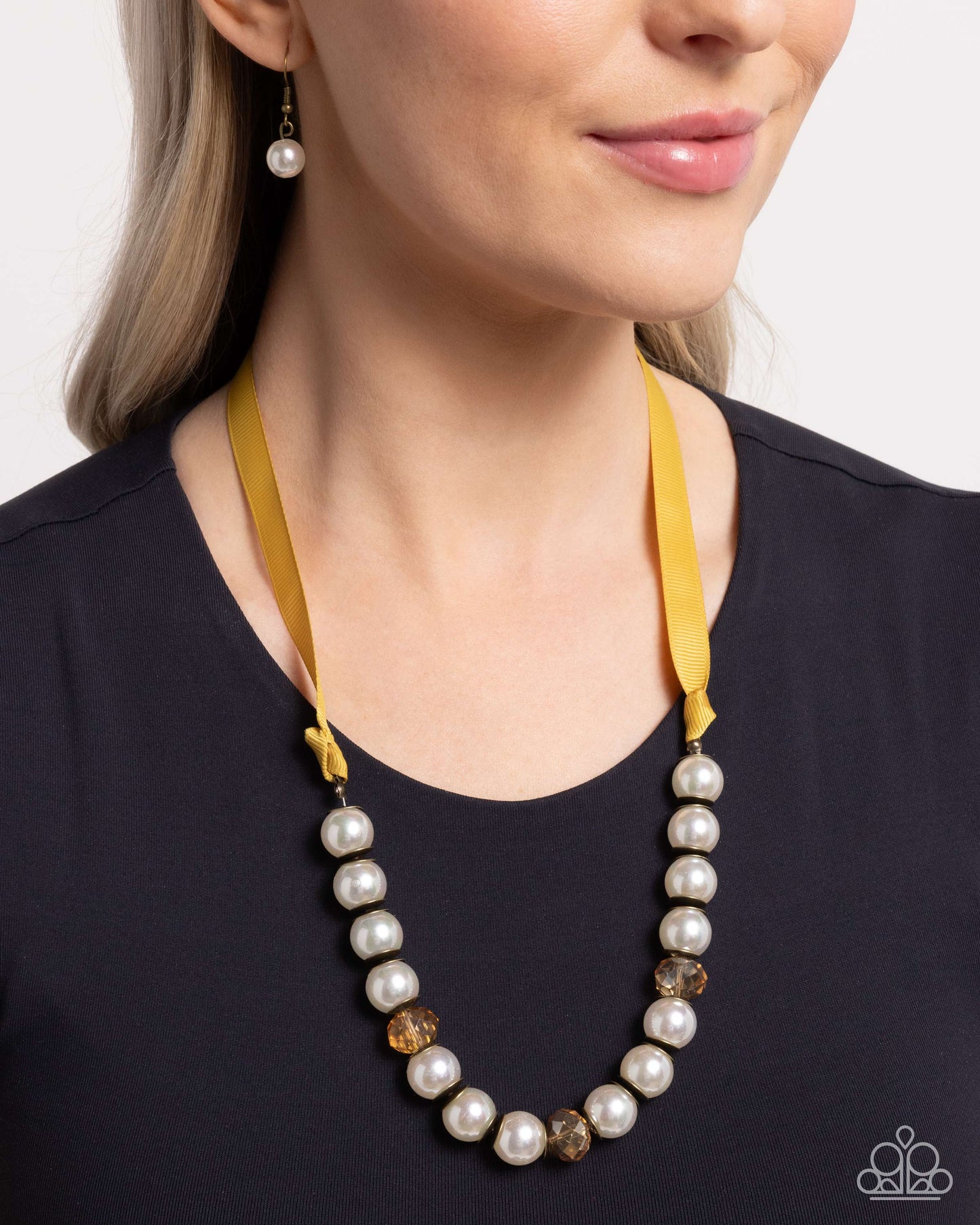 Exclusive Ease - Yellow Necklace - Paparazzi Accessories - Alies Bling Bar