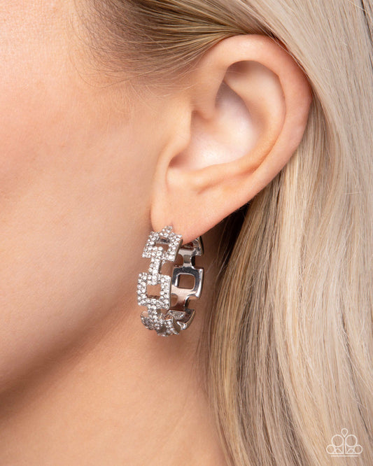 Geometric Glimpse - White Earrings - Paparazzi Accessories - Alies Bling Bar