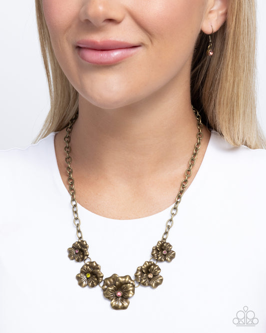 Blatant Botanicals - Brass Necklace - Paparazzi Accessories - Alies Bling Bar