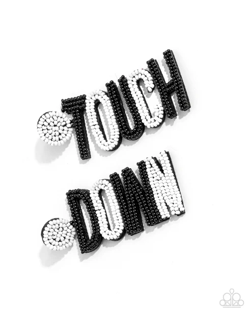 Touchdown Texture - Black Earrings - Paparazzi Accessories - Alies Bling Bar