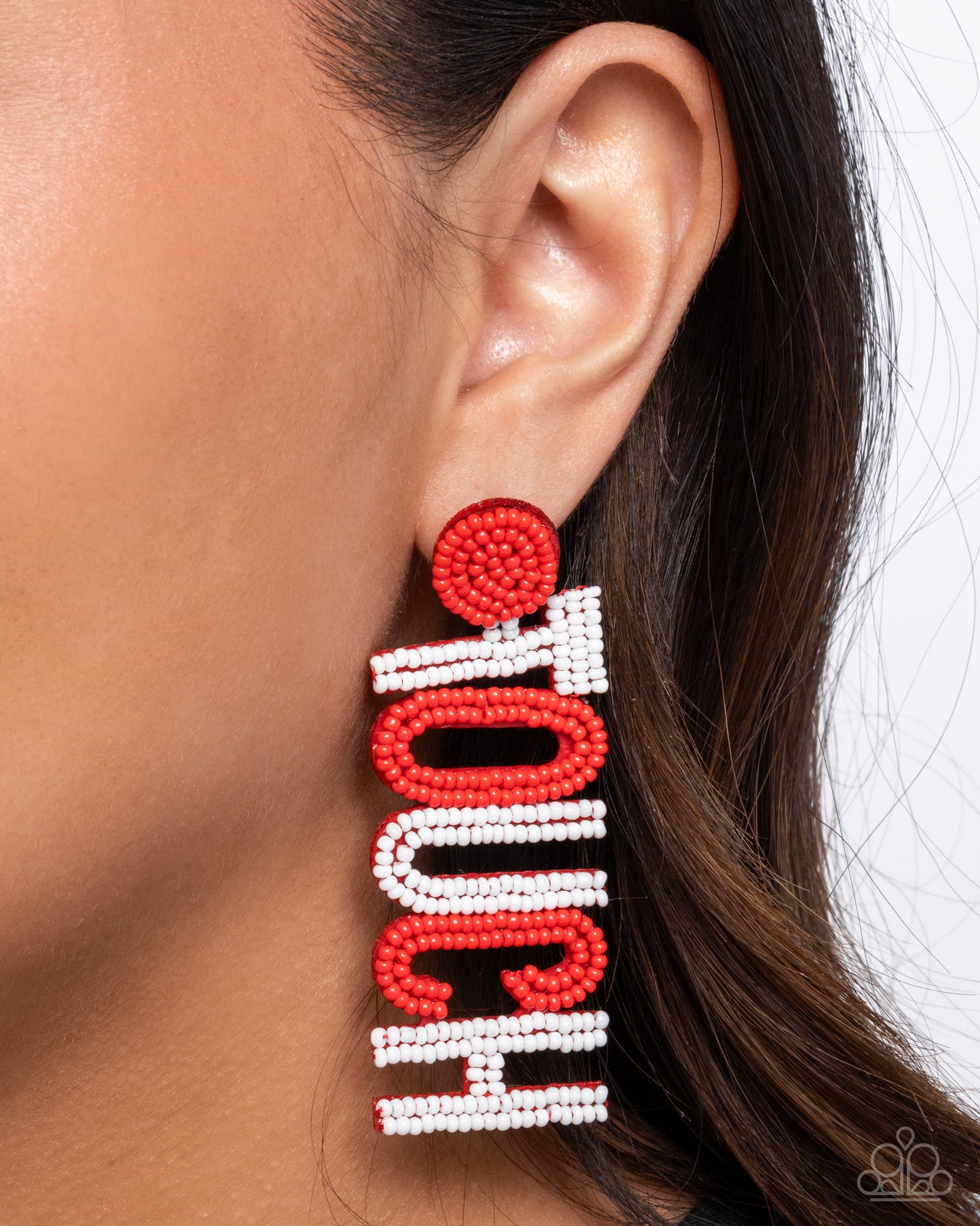 Touchdown Texture - Red Earrings - Paparazzi Accessories - Alies Bling Bar