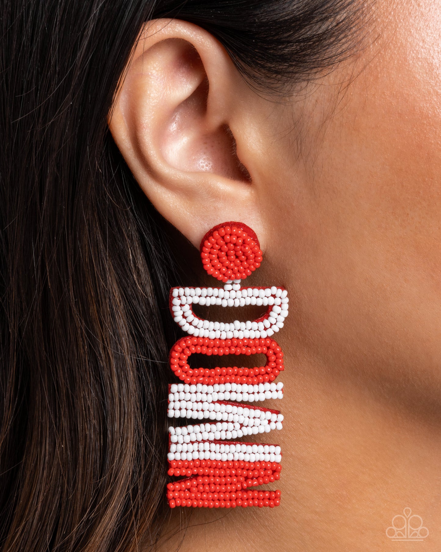 Touchdown Texture - Red Earrings - Paparazzi Accessories - Alies Bling Bar