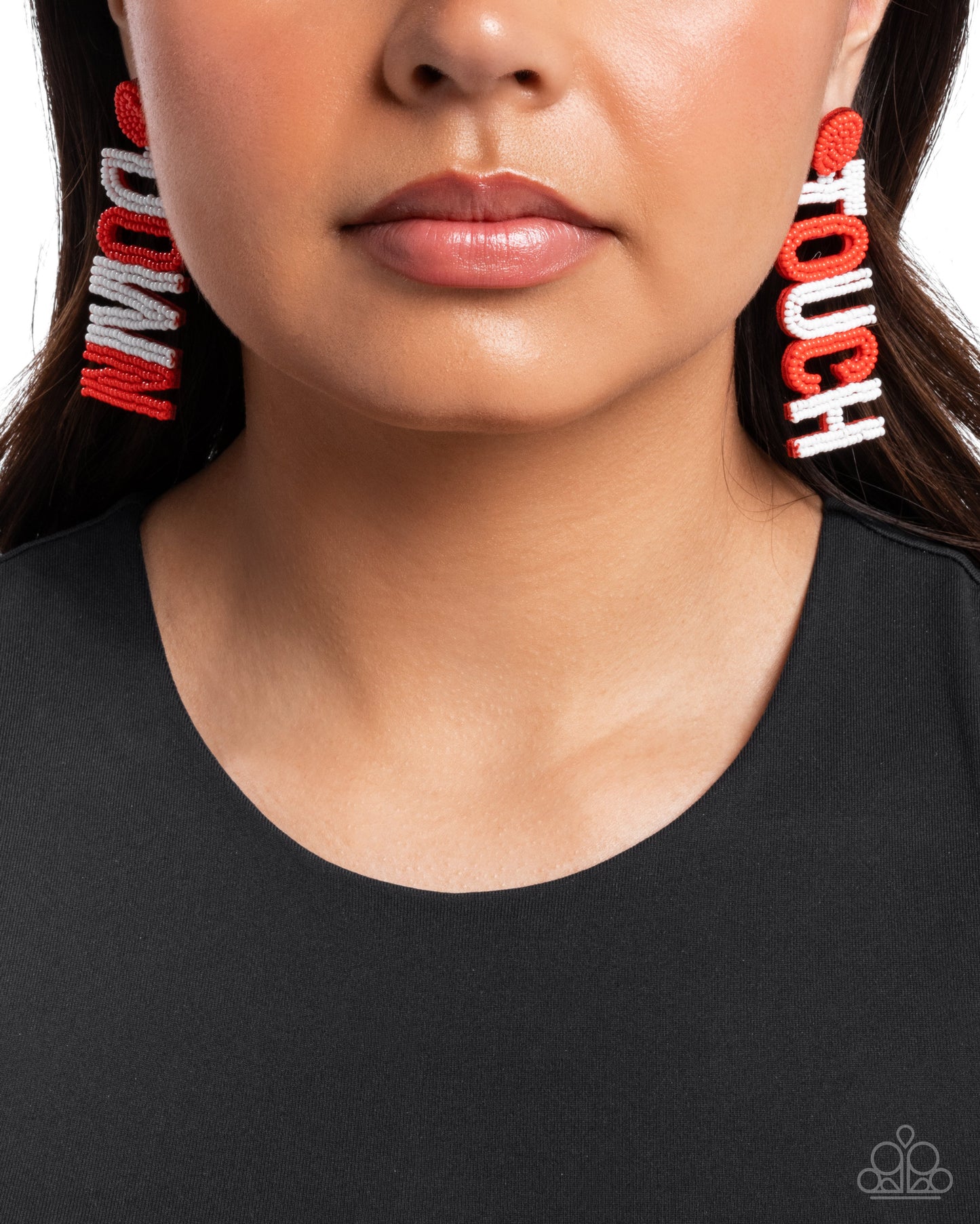 Touchdown Texture - Red Earrings - Paparazzi Accessories - Alies Bling Bar