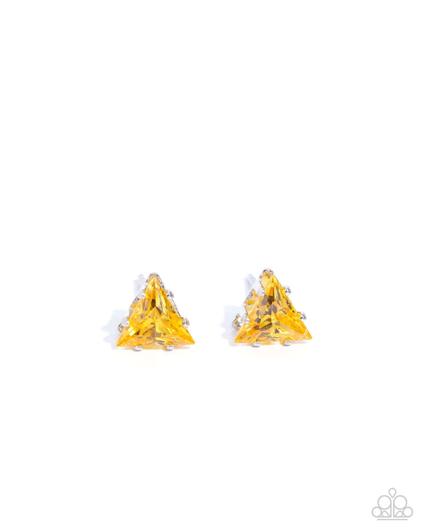 Triangular Twinkle - Yellow Earrings - Paparazzi Accessories - Alies Bling Bar