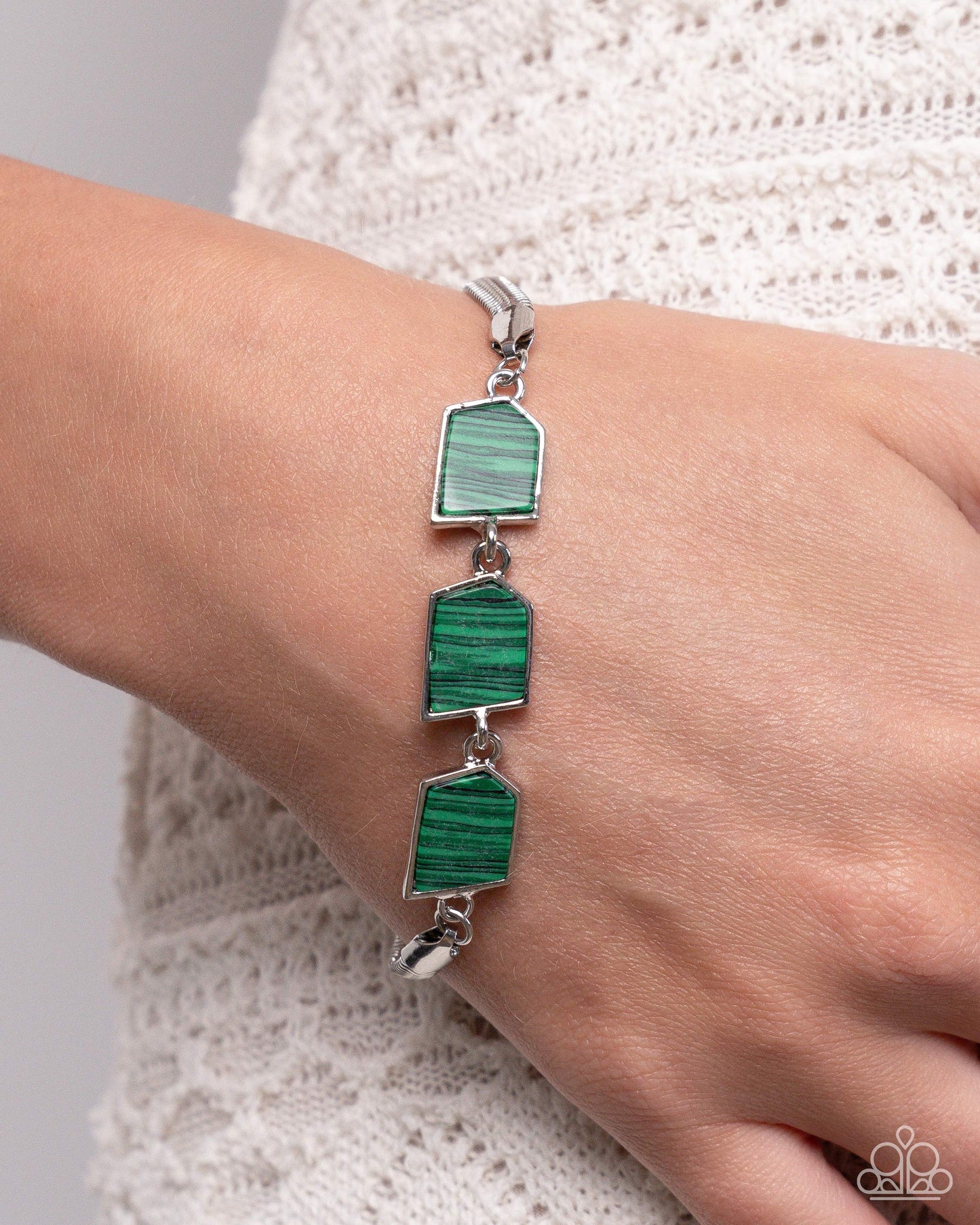 Complete Look: Green Lined Legacy Necklace & Lined Leisure Bracelet - Alies Bling Bar